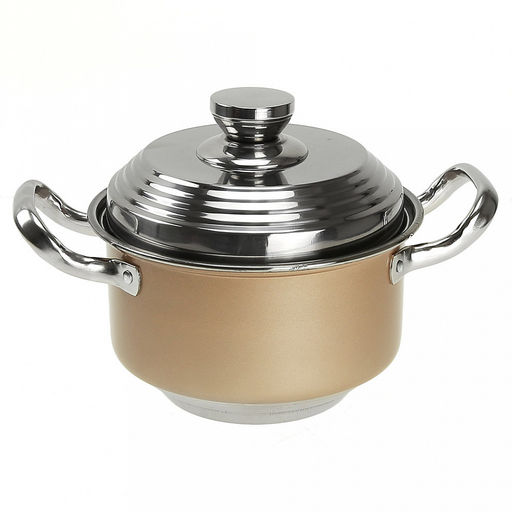 "Сидней колор" Набор кастрюль из нержавеющей стали 4 штуки: д18см h11см 1,8л; д20см h11,5см 2,4л; д21,5см h12,5см 3,3л; д24см h13,3см 4,2л, s0,80мм, крышки и ручки нержавеющая сталь, эмалевое порошковое покрытие корпуса - цвет бежевый, без теплораспр