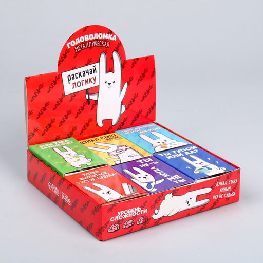 Цена за 12 шт. Головоломка металлическая «Раскачай логику», МИКС, в шоубоксе