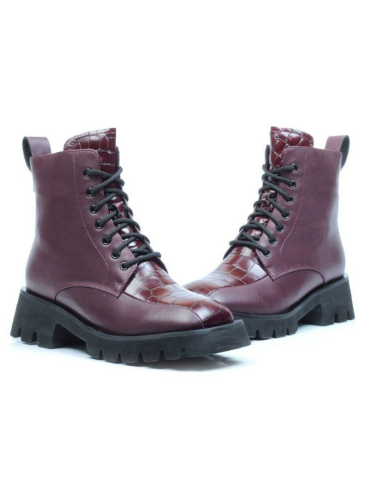 01-CG34-2 WINE Ботинки демисезонные женские (натуральная кожа, байка)