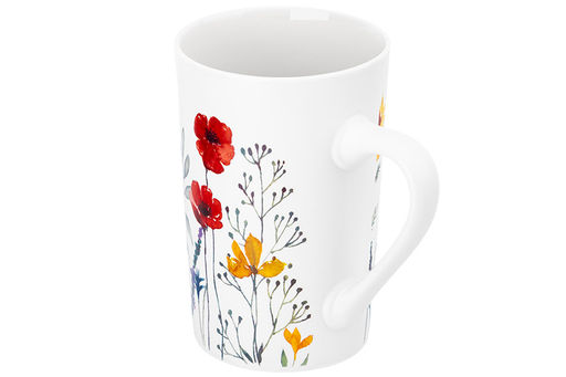 Кружка 380 мл 12*8*12,2 см "Цветочное настроение - красные маки" NEW BONE CHINA