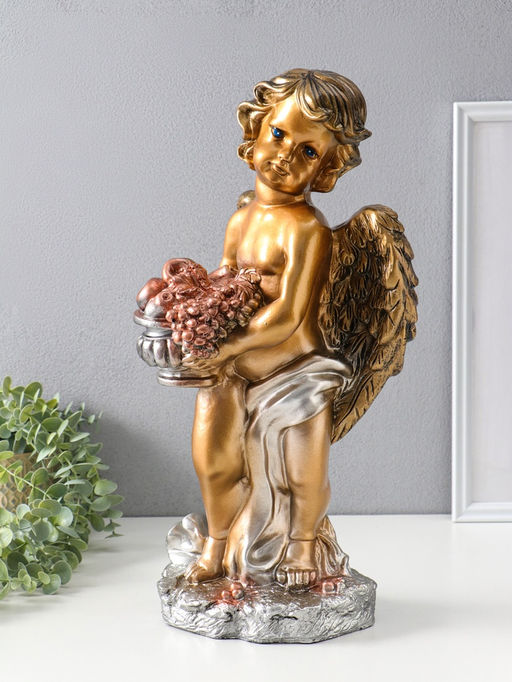 Фигура "Ангел с корзиной" бронза, 47х25х23 см