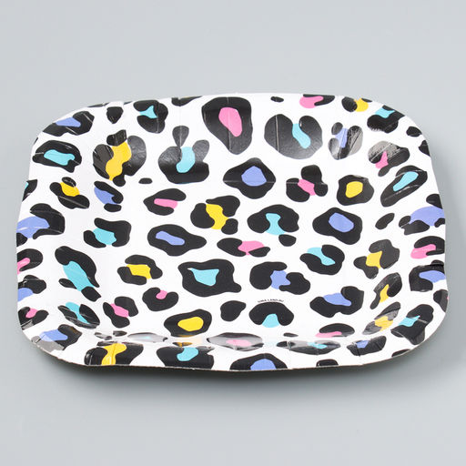 Цена за 10 шт. Тарелка бумажная квадратная Леопард,яркая, 16,5х16,5 см - Страна карнавалия фото 2