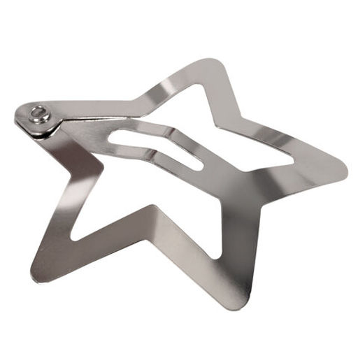 Заколки для волос НАБОР 10 шт., 3 см, клик-клак, звездочки, глянцевый, серебристый, MONTE VITA