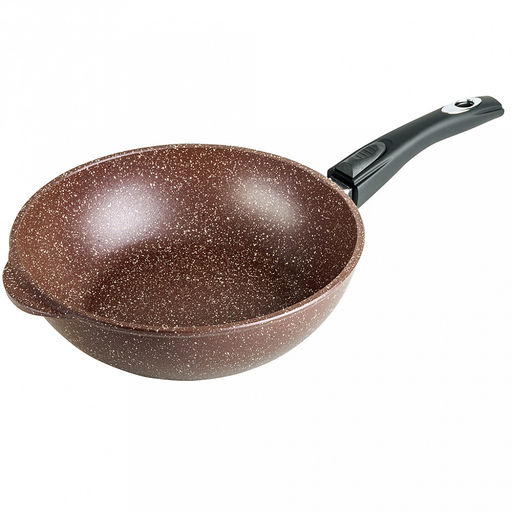 Сотейник с антипригарным покрытием д28см "Шоколад", h8,2см, s0,4см, съемная ручка из термостойкого пластика, стеклянная крышка с пароотводом, подарочная упаковка (Россия)