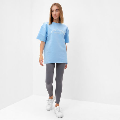 Футболка женская MINAKU OVERSIZE FIT: SPORTY & STYLISH цвет голубой, р-р 46