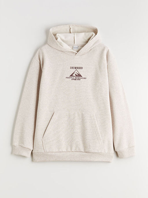 Kap??onlu Bask?l? Erkek ?ocuk Sweatshirt