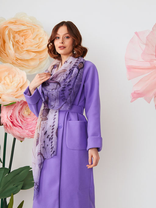 Большой, мягкий, тонкий и очень нежный двусторонний палантин с рисунком в стиле арт-деко - Tantino фото 4