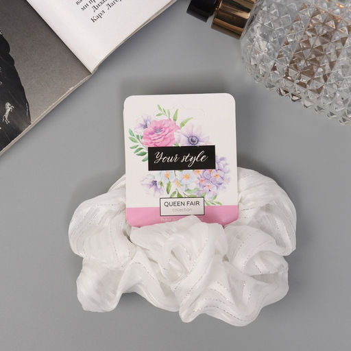 Цена за 6 шт. Резинки для волос «Орбита», набор 2 шт., Ариадна полосы блеск, 9 см, белые