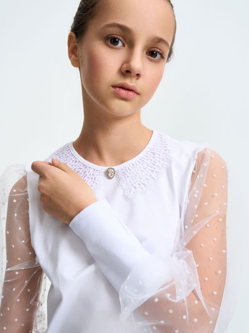 Блузка белый 212230533а - Nota bene фото 4
