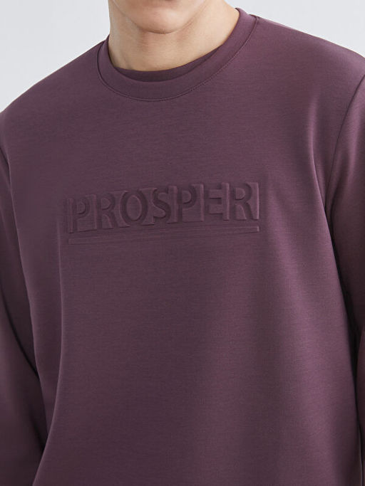 Bisiklet Yaka Bask?l? Erkek Sweatshirt