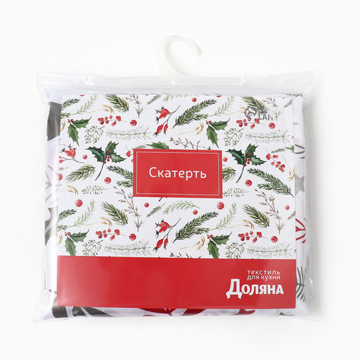 Скатерть новогодняя «Доляна. Новогодние цветы», 145×220 см, 100% п/э
