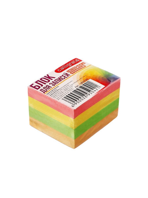 Блок бумаги для записей Calligrata, на склейке, 6×5×4 см, 80 г/м², цветной, пастель