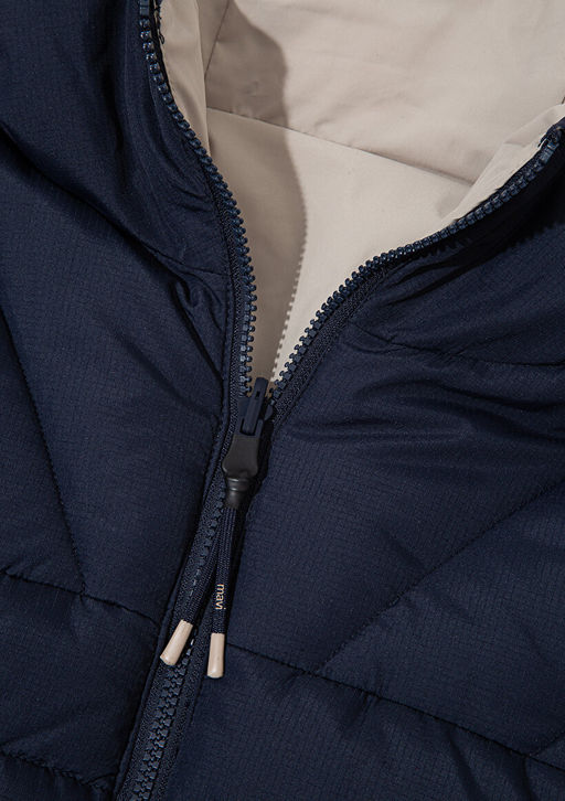 Cift Tarafl? Kapusonlu Lacivert Sisme Mont - Mavi фото 9