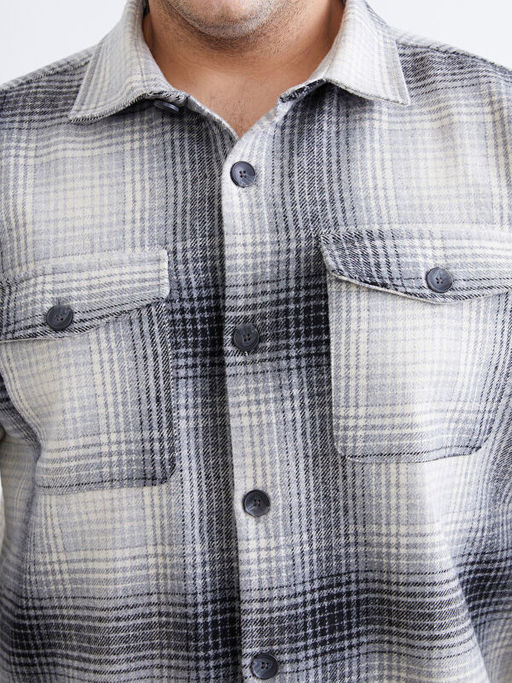 Regular Fit Uzun Kollu Ekose Erkek G?mlek Ceket