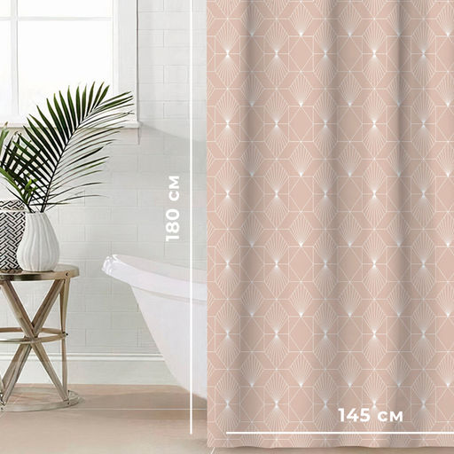 Штора для ванной водоотталкивающая «Этель» Geometry, 145×180 см, ткань оксфорд, бежевая