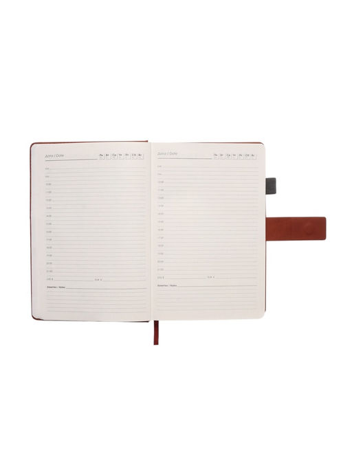 Ежедневник недатированный А5, с хлястиком, 128 листов, в линейку, пвх, коричневый - Simaland фото 9