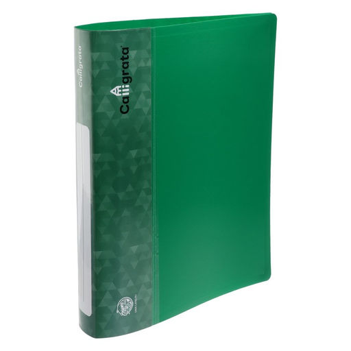 Папка на 4 кольцах А4 Calligrata, 40 мм, 700 мкм, пластик, внутренний карман, карман на корешок, зеленая  фото 2