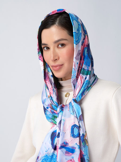 Большой, мягкий, тонкий и очень нежный двусторонний палантин с рисунком - Tantino фото 2