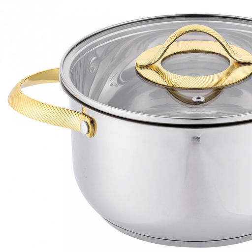 Кастрюля из нержавеющей стали "Олимпия" 2,7л, д15,5см, h11,7см, s0,4мм, дно s2,4мм, стеклянная крышка, подарочная коробка, "Appetite" (Китай)