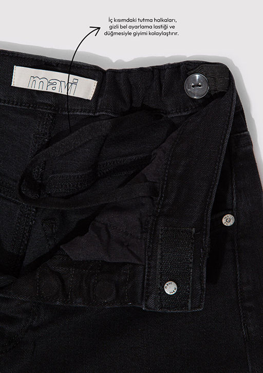 Lilyana Adaptive Puslu Gri Jean Pantolon - Mavi фото 3