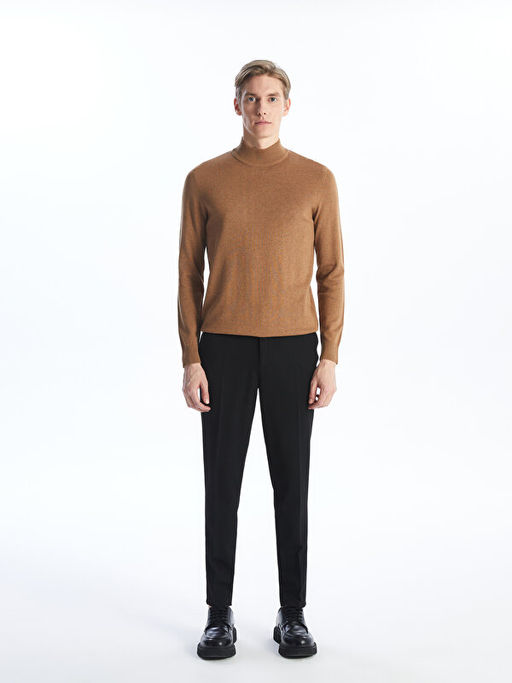 Yar?m Bal?k?? Yaka Uzun Kollu Erkek Triko Kazak