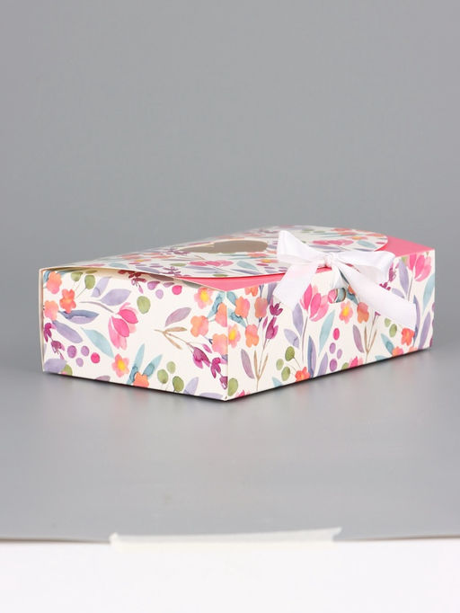 Цена за 5 шт. Подарочная коробка сборная с окном «Розовые цветы», 16.5×11, 5×5 см