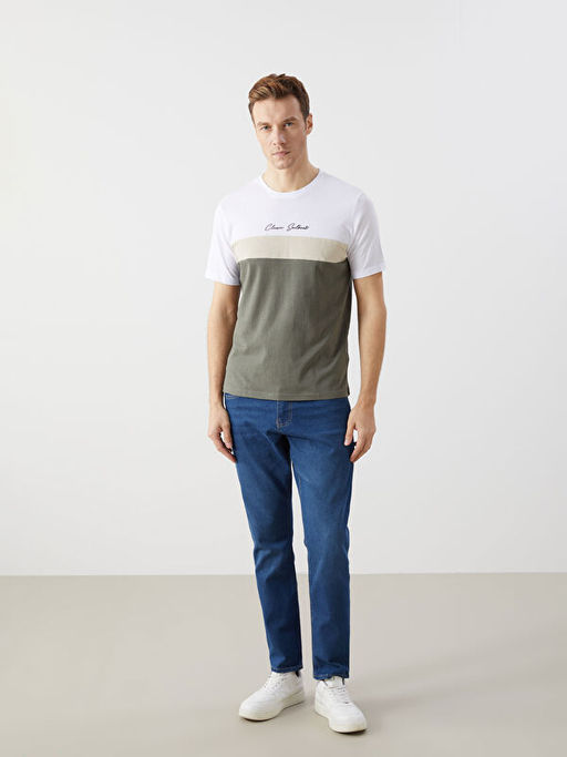 Bisiklet Yaka K?sa Kollu Renk Bloklu Erkek Ti??rt