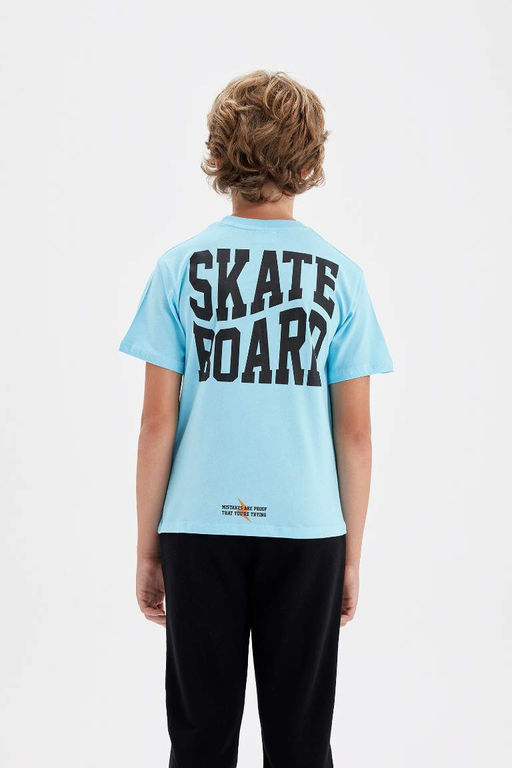 Футболка стандартного кроя с круглым вырезом и принтом для мальчиков с короткими рукавами - Defacto фото 6