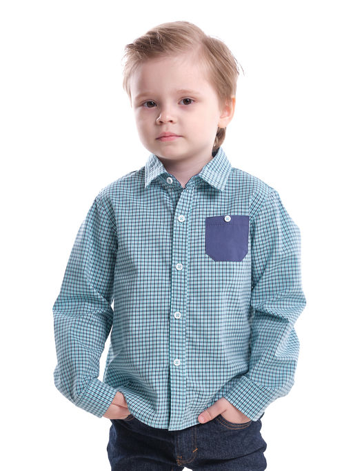 Рубашка нарядная в клетку UD 3990 бирюза - Mini maxi фото 4