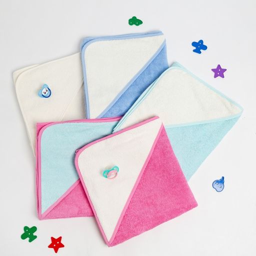 Полотенце уголок махровое Крошка Я, 75х75 см, цвет молочный/розовый, 100% хлопок, 360 г/м2  фото 18