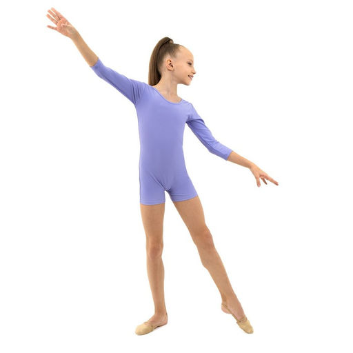 Купальник гимнастический Grace Dance, с шортами, с рукавом 3/4, р. 38, цвет сирень  фото 4