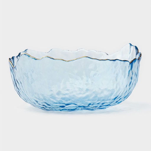 Салатник «Вулкан», 680 мл, 16×16×7.5 см, стекло, голубой