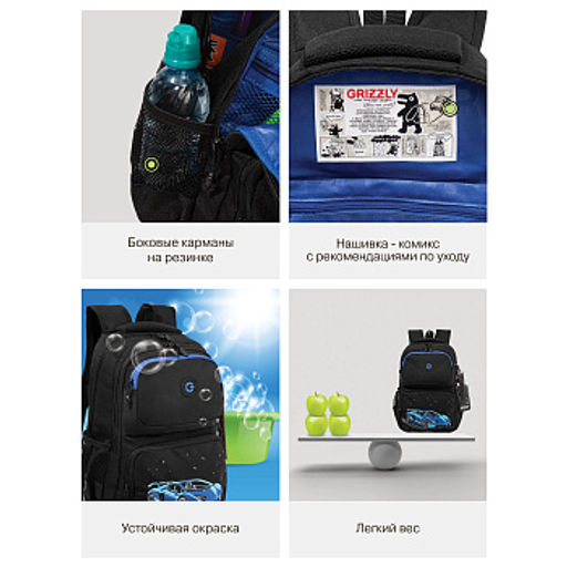 RB-653-2 Рюкзак школьный с обвесом и картхолдером на держателе - Grizzly фото 18