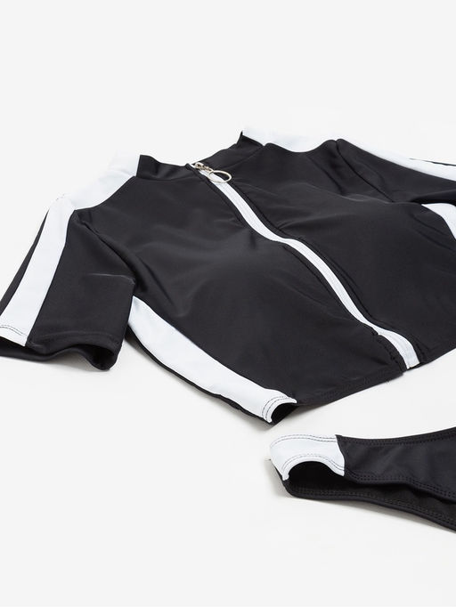 Купальник женский раздельный на молнии MINAKU, размер 46, чёрный
