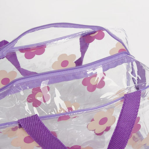 Цена за 2 шт. Косметичка - сумка на молнии для бассейна Цветочки, с ручками, прозрачная - Simaland фото 3