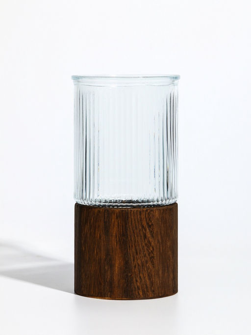 Ваза Лесли, линии, 20?10 см, стекло, прозрачная