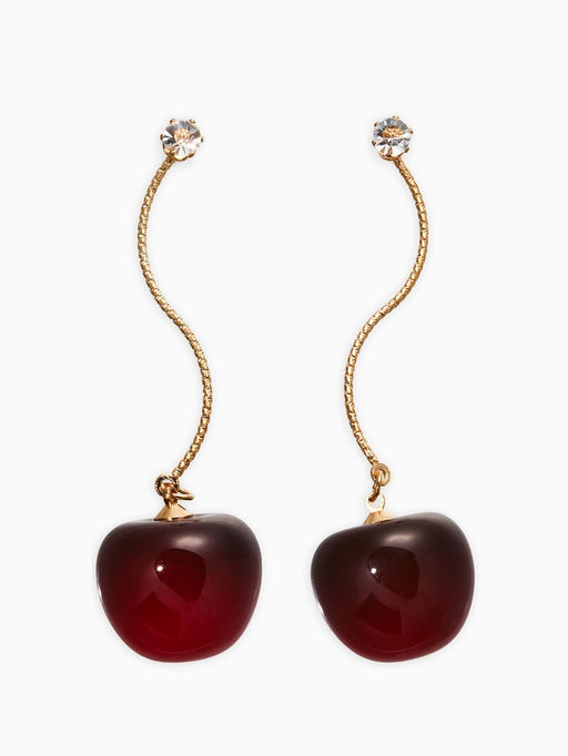 Серьги «Черешня», бордовые в золоте
