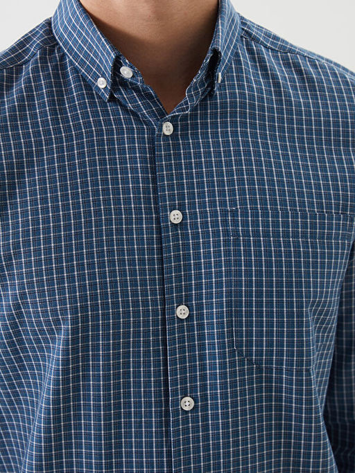 Regular Fit Uzun Kollu Ekose Gabardin Erkek G?mlek