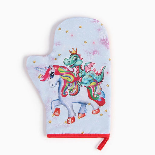 Варежка-прихватка Дракон и единорожка 20х28 см, 35% хл, 65% пэ, ватин 250 г/м2 - Доляна фото 2