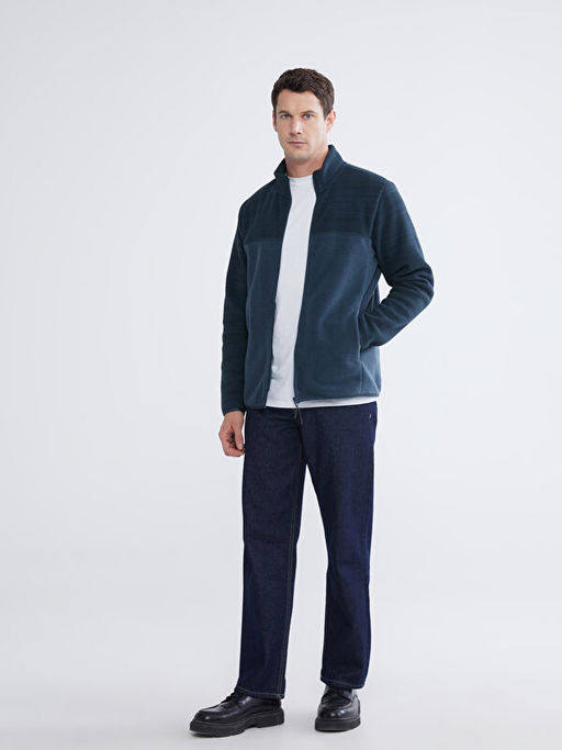 Dik Yaka Polar Erkek Fermuarl? Sweatshirt