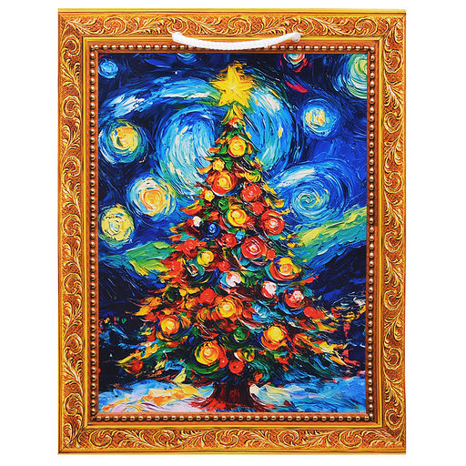 Бумажный пакет для сувенирной продукции с ламинацией, с шириной основания 17,8 cм.