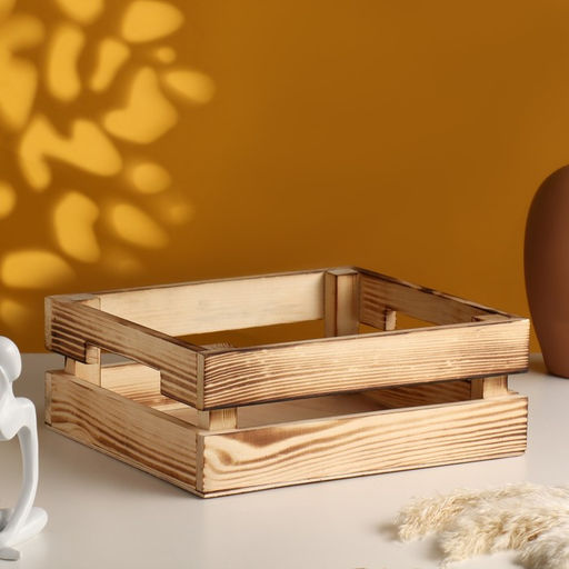 Подарочный ящик, 25×22×9 см, деревянный, обожжённое дерево