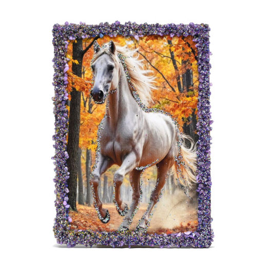 Магнит Конь в подкове  с каменной крошкой 70*95мм - Радуга камня фото 3