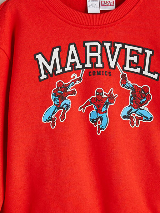 Bisiklet Yaka Spider-Man Bask?l? Erkek ?ocuk Sweatshirt