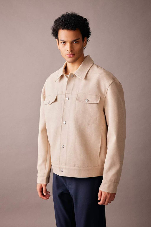 Пальто Relax Fit с воротником-поло на хлопковой подкладке - Defacto фото 3