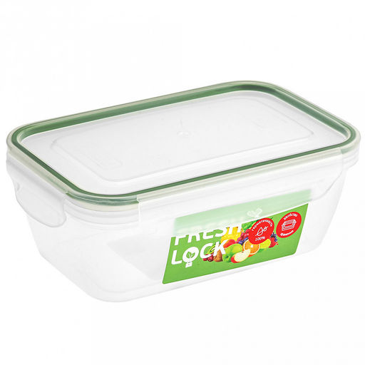 Контейнер из полипропилена Fresh Loсk 1л, 18х11,5х6,5см, герметичный, силиконовый уплотнитель, ручки-клипсы, прозрачный, подходит для СВЧ (Россия)