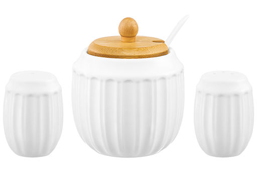 Набор - сахарница 350 мл Ампир с ложкой + солонка + перечница + салфетница на дер. подст. с ручкой - Elan gallery фото 9