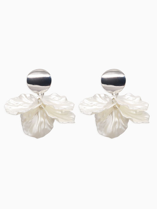 Клипсы для ушей QF Ветерок, цвет белый в серебре