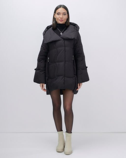 Куртка зимняя женская с большим капюшоном модная черного цвета 7739Ch - Visdeer фото 16