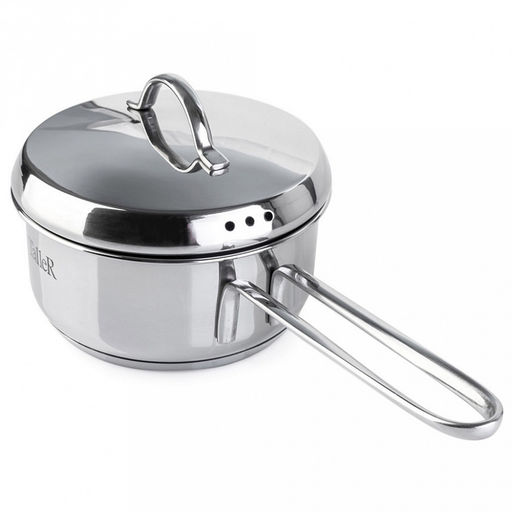 Ковш (яйцеварка) из нержавеющей стали Камилла 0,6л, д12см, h5,5см, s0,5мм, дно д10,5см, s3мм, с крышкой, полировка внешння - зеркальная, внутренняя - зеркальная, ручка из нержавеющей стали на сварке, мерная шкала, TalleR (Китай) Подходит для всех - Домашняя мода фото 3